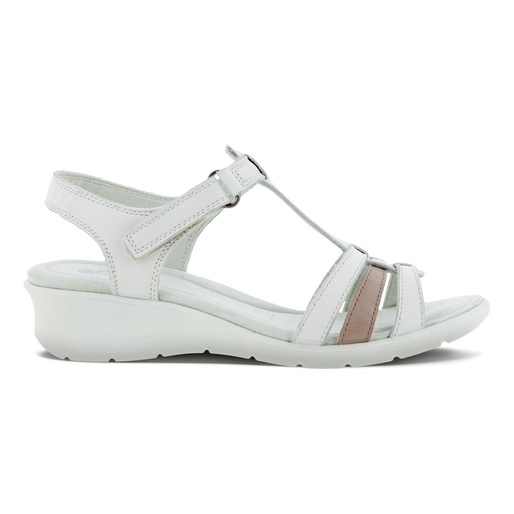 ECCO Womens Sandals White - Finola T-Bar Strap - PMA-690481